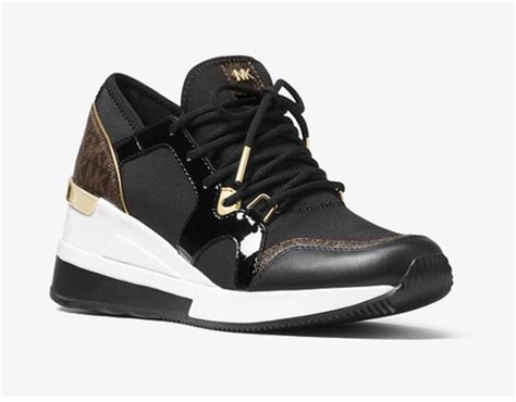 michael michael kors liv logo mixed-media trainer